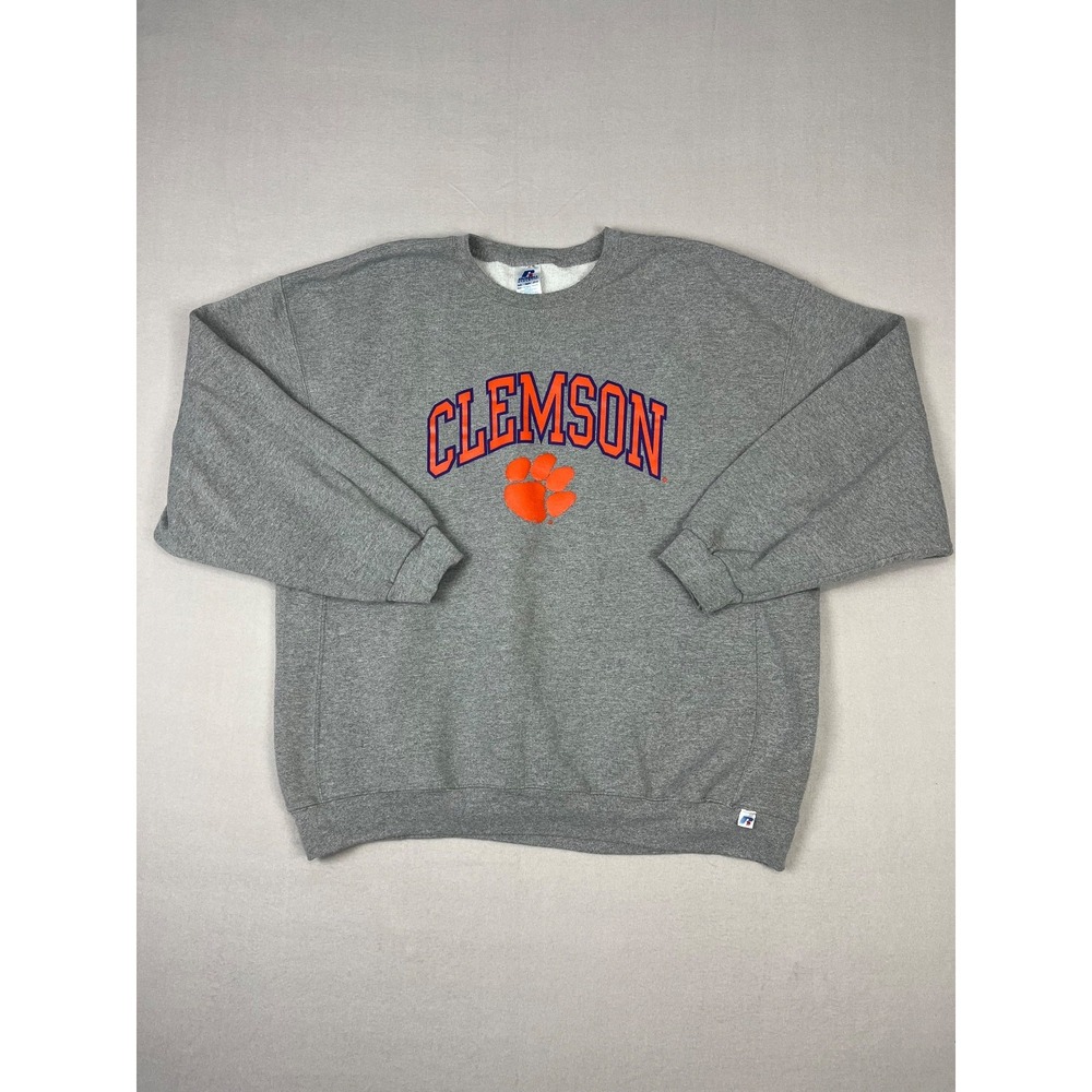 Clemson University Tigers Sweatshirt Mens 3XL Gray Long Sleeve Crew Russell